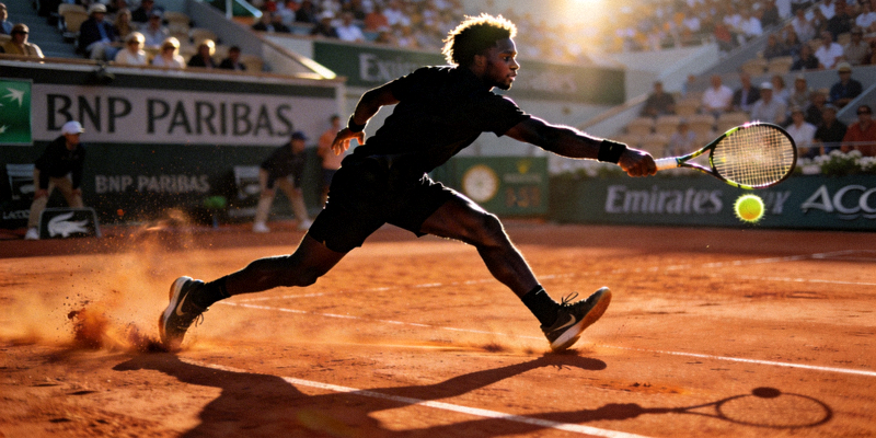 法国网球公开赛红土球场选手滑步救球